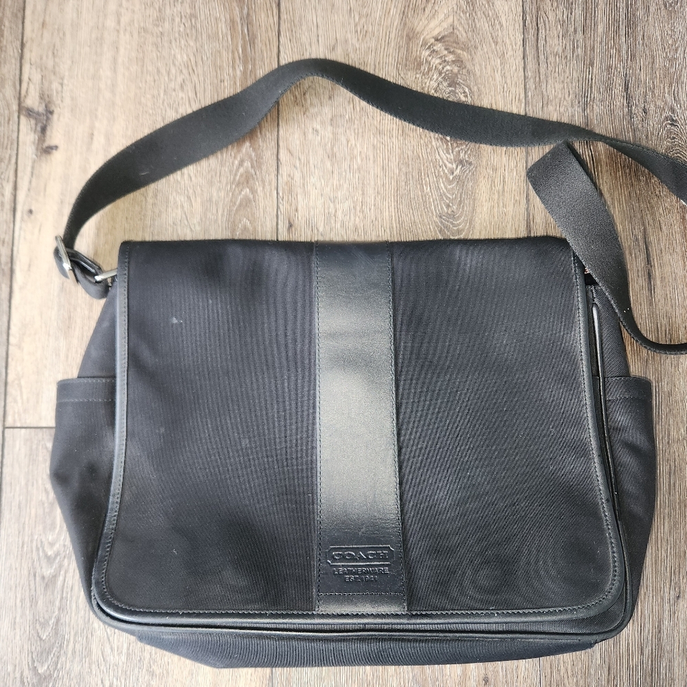 COACH messenger bag around 16 inches by 13 inches see photos of wear